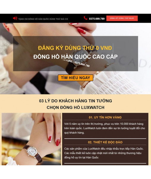 Theme wordpress landing page bán đồng hồ 02