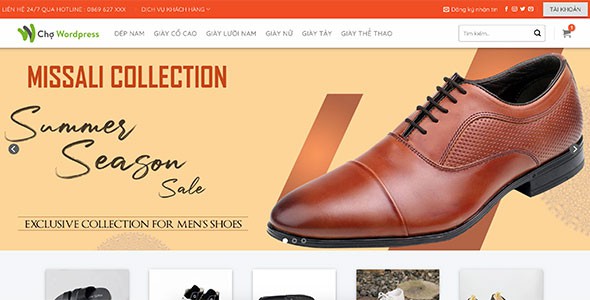 Mẫu web bán giày Nam cao cấp