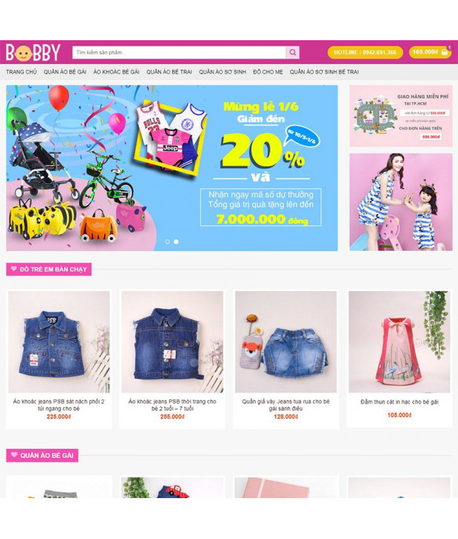 Theme wordpress bán đồ trẻ em 01
