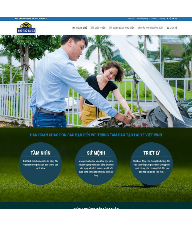 Theme wordpress trung tâm lái xe